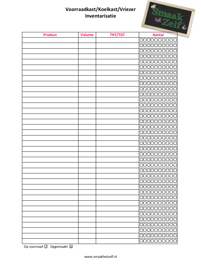 voorraad checklist